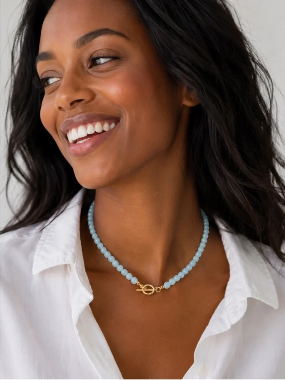 New! Preppy Colorful Blue Beaded Dopamine Necklace NWOT